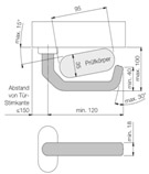 Technische Zeichnung aus der EN179. Gemäß dieser Zeichnung muss der Griff umgebaut werden, damit er fluchttürtauglich zertifiziert werden kann.